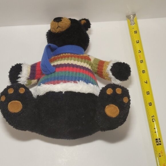 Gund 10" Bennington Black Teddy Bear Rainbow Sweater Collectable - Picture 4 of 5
